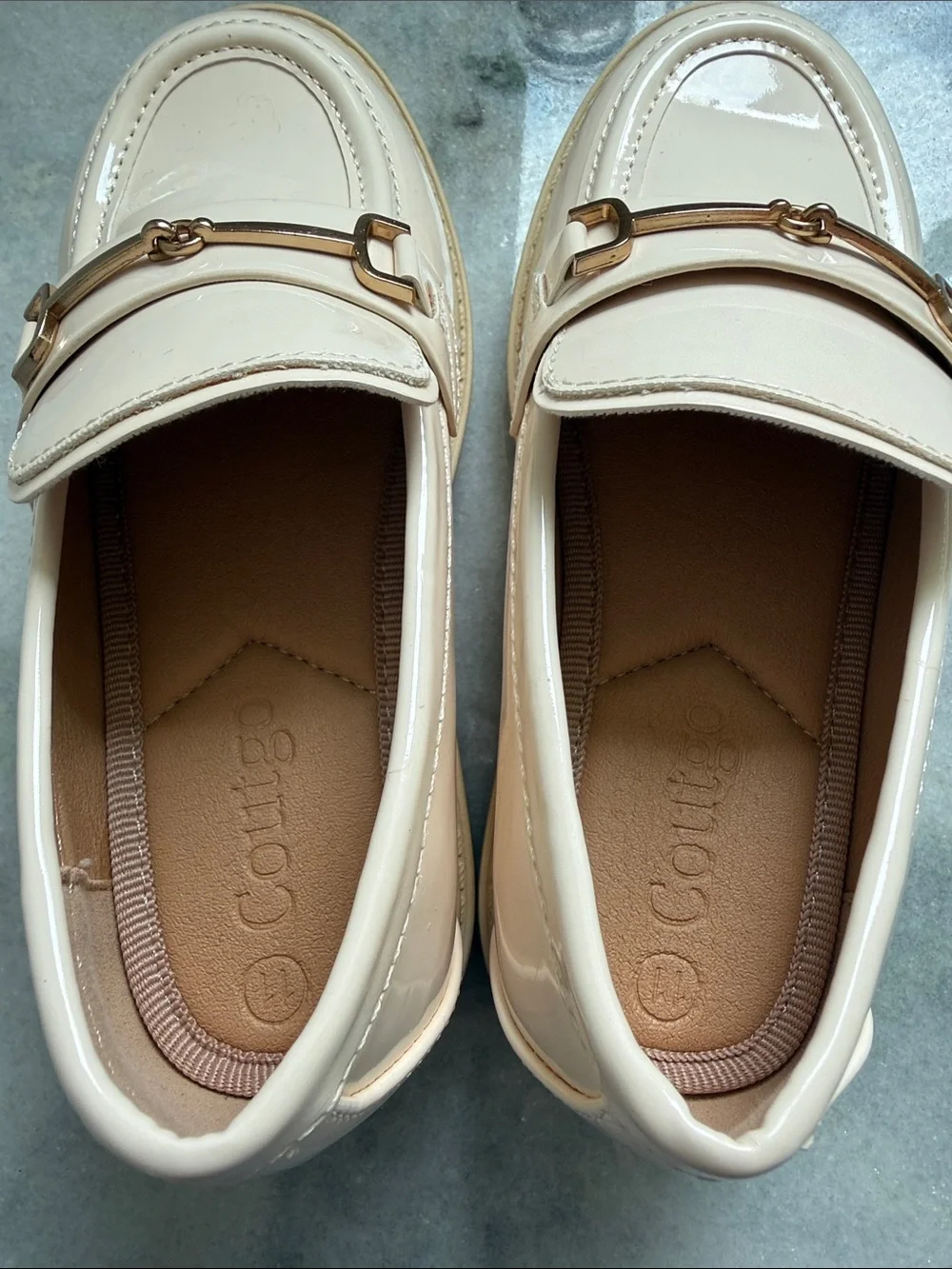 Girls Platform Patent Loafer with Gold Bit Hardware